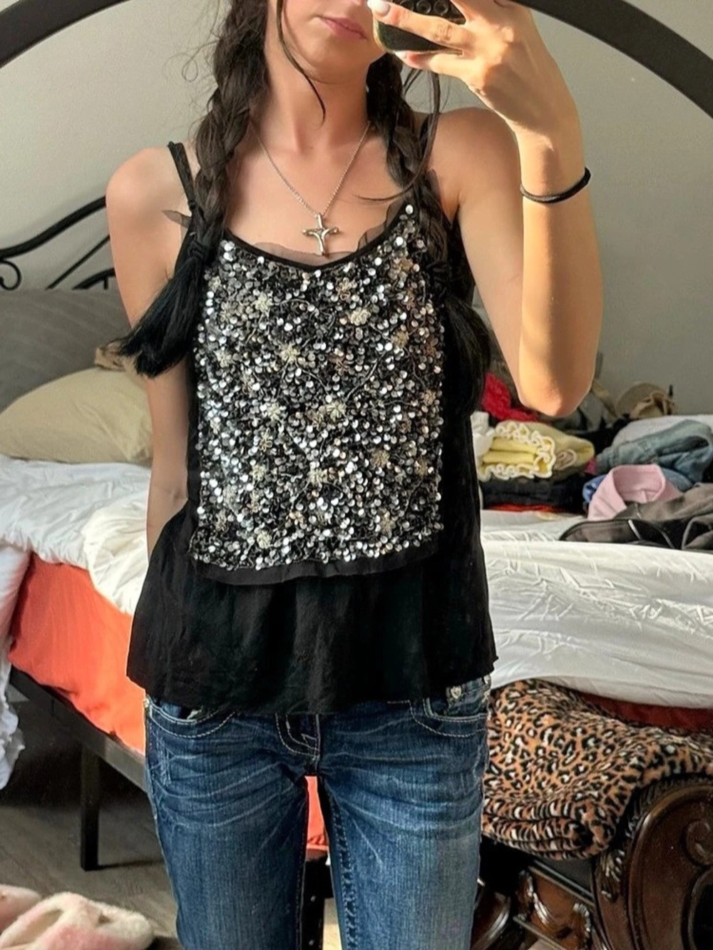 Black Tank w Beautiful Sequence